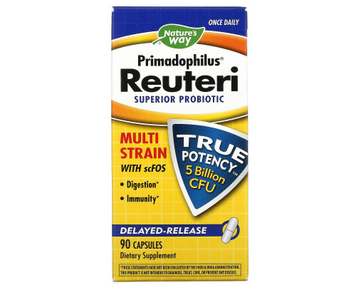 Nature's Way, Primadophilus Reuteri, улучшенный пробиотик, 90 Veggie Caps Nature's Way, Primadophilus Reuteri, улучшенный пробиотик, 90 Veggie Caps