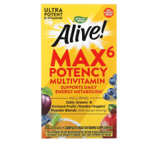 Nature's Way, Живой! Max6 Daily, мультивитаминный комплекс, без добавления железа, 90 вегакапсул