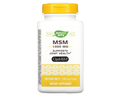 Nature's Way, MSM, Pure OptiMSM, 1000 мг, 200 таблеток Nature's Way, MSM, Pure OptiMSM, 1000 мг, 200 таблеток