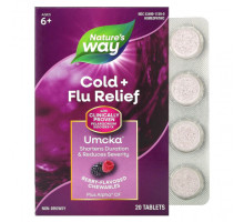 От гриппа и простуды Nature's Way, Umcka, от простуды и гриппа, апельсин, 20 жевательных таблеток