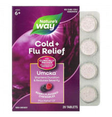 От гриппа и простуды Nature's Way, Umcka, от простуды и гриппа, апельсин, 20 жевательных таблеток