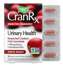 Nature's Way, CranRx, Urinary Health, Bioactive Cranberry, 500 mg, 30 Vegetarian Capsules