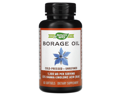 Nature's Way, EFAGold, огуречник аптечный, 1300 мг, 60 мягких желатиновых капсул Nature's Way, EFAGold, огуречник аптечный, 1300 мг, 60 мягких желатиновых капсул