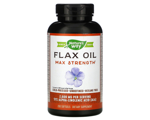 Nature's Way, EFAGold, Flax Oil, Max Strength, 1,300 mg, 200 Softgels Nature's Way, EFAGold, Flax Oil, Max Strength, 1,300 mg, 200 Softgels