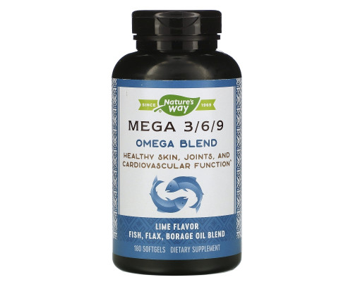 Nature's Way, Fully Balanced Mega 3/6/9, Omega Blend, Lime Flavor, 180 Softgels Nature's Way, Fully Balanced Mega 3/6/9, Omega Blend, Lime Flavor, 180 Softgels