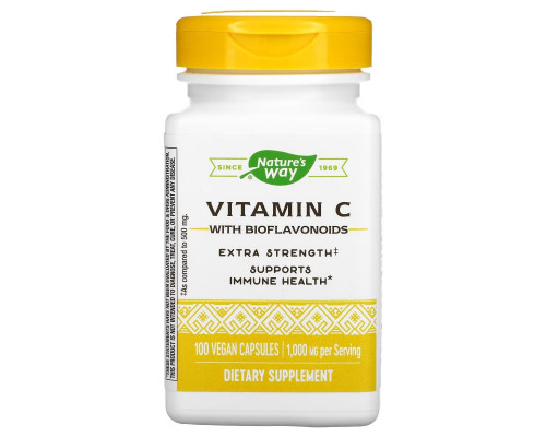 Nature's Way, Vitamin C With Bioflavonoids, Extra Strength, 1,000 mg, 100 Vegan Capsules Nature's Way, Vitamin C With Bioflavonoids, Extra Strength, 1,000 mg, 100 Vegan Capsules