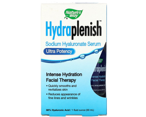 Nature's Way, Hydraplenish, натуральная гиалуроновая сыворотка, сверхвысокая эффективность, 1 ж. унц. (30 мл) Nature's Way, Hydraplenish, натуральная гиалуроновая сыворотка, сверхвысокая эффективность, 1 ж. унц. (30 мл)