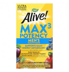 Мужское здоровье Nature's Way, Alive! Max3 Potency, мультивитамины для мужчин, 90 таблеток