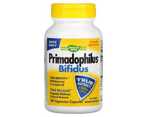 Nature's Way, Primadophilus Bifidus, 5 млрд КОЕ, 180 вегетарианских капсул Nature's Way, Primadophilus Bifidus, 5 млрд КОЕ, 180 вегетарианских капсул
