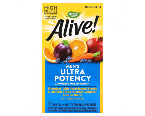 Nature's Way Alive! Men's Ultra Potency Complete Multivitamin Комплекс мультивитонамиов для мужчин 60 таблеток Nature's Way Alive! Men's Ultra Potency Complete Multivitamin Комплекс мультивитонамиов для мужчин 60 таблеток