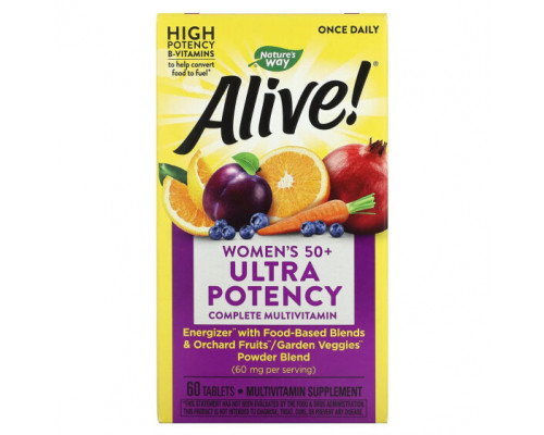Витаминно-минеральные комплексы Alive! Women's 50+ Ultra Multivitamin, 60 Tablets Витаминно-минеральные комплексы Alive! Women's 50+ Ultra Multivitamin, 60 Tablets