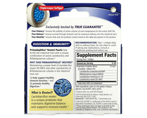 Nature's Way, Primadophilus Reuteri Pearls, 30 Softgels