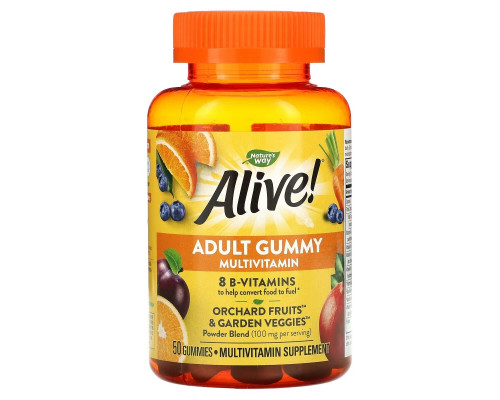 Nature's Way, Alive! Adult Gummy Multivitamin, Delicious Fruit, 50 Gummies Nature's Way, Alive! Adult Gummy Multivitamin, Delicious Fruit, 50 Gummies