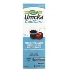 От гриппа и простуды Nature's Way, Umcka, ColdCare, успокаивающий сироп, вишня, 240 мл (8 жидк. Унций)