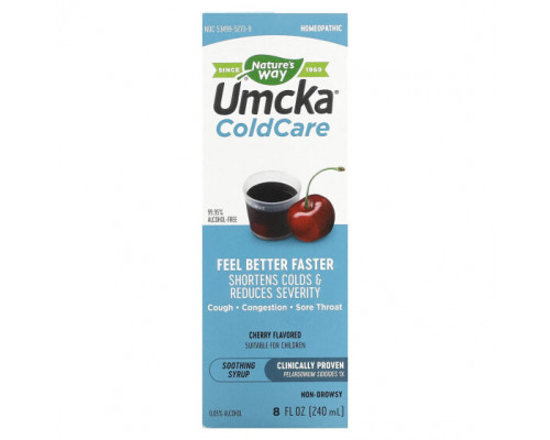 От гриппа и простуды Nature's Way, Umcka, ColdCare, успокаивающий сироп, вишня, 240 мл (8 жидк. Унций) От гриппа и простуды Nature's Way, Umcka, ColdCare, успокаивающий сироп, вишня, 240 мл (8 жидк. Унций)