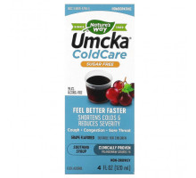 От гриппа и простуды Nature's Way, Umcka ColdCare, успокаивающий сироп, без сахара, с виноградом, 120 мл (4 жидк. Унции)