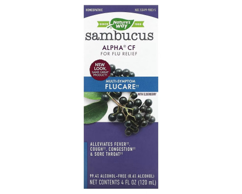 Nature's Way, Sambucus, Alpha CF, Multi-Symptom Flucare, With Elderberry, 4 fl oz (120 ml) Nature's Way, Sambucus, Alpha CF, Multi-Symptom Flucare, With Elderberry, 4 fl oz (120 ml)