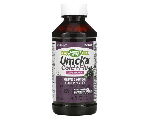 Nature's Way, Umcka, Cold+Flu, Elderberry Soothing Syrup, Berry, 4 fl oz (120 ml) Nature's Way, Umcka, Cold+Flu, Elderberry Soothing Syrup, Berry, 4 fl oz (120 ml)