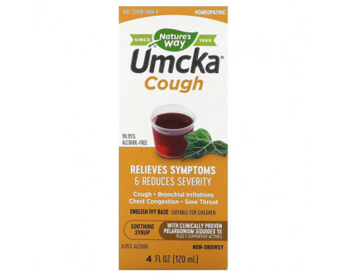 От гриппа и простуды Umcka, Cough Relief Syrup, Ages 6+, 4 fl oz (120 ml) От гриппа и простуды Umcka, Cough Relief Syrup, Ages 6+, 4 fl oz (120 ml)