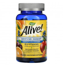 Nature's Way, Alive! Men's 50+ Gummy Complete Multivitamin, Fruit Flavors, 60 Gummies