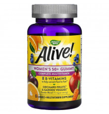 Nature's Way, Alive! Alive!, жевательные витамины для женщин после 50 лет, со вкусом фруктов, 60 жевательных таблеток