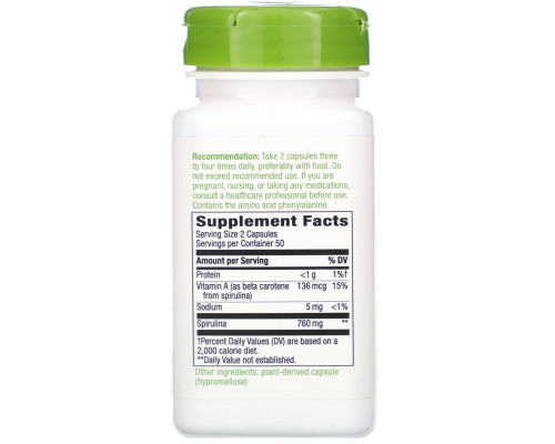 Nature's Way, Spirulina Micro-Algae, 380 mg, 100 Vegetarian Capsules Nature's Way, Spirulina Micro-Algae, 380 mg, 100 Vegetarian Capsules