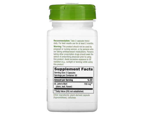 Nature's Way, St. John's Wort, Herb, 350 mg, 100 Vegetarian Capsules Nature's Way, St. John's Wort, Herb, 350 mg, 100 Vegetarian Capsules