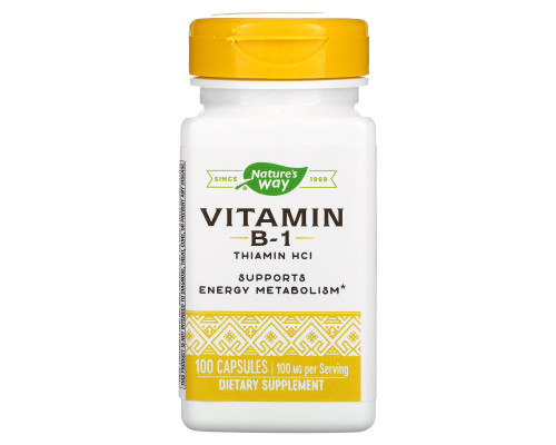 Nature's Way, Витамин B1, 100 мг тиамин HCl, 100 капсул