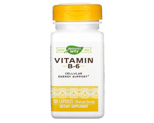 Nature's Way, Vitamin B-6, 50 mg, 100 Capsules Nature's Way, Vitamin B-6, 50 mg, 100 Capsules