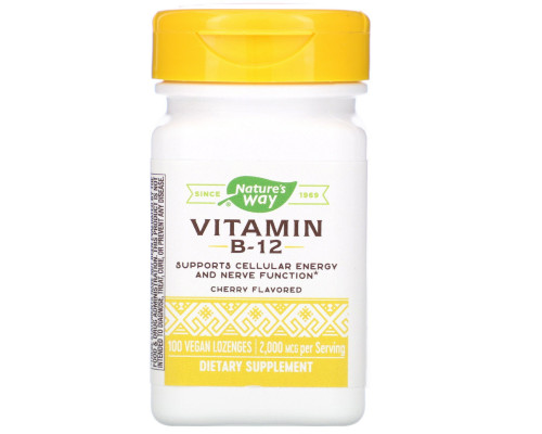 Nature's Way, Vitamin B-12, Cherry Flavored, 2,000 mcg, 100 Lozenges Nature's Way, Vitamin B-12, Cherry Flavored, 2,000 mcg, 100 Lozenges