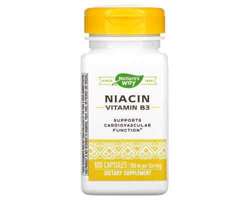 Nature's Way, Ниацин 100 мг, Никотиновая кислота, 100 капсул Nature's Way, Ниацин 100 мг, Никотиновая кислота, 100 капсул