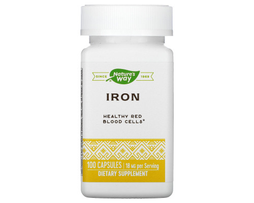 Nature's Way, Iron, 18 mg, 100 Capsules Nature's Way, Iron, 18 mg, 100 Capsules