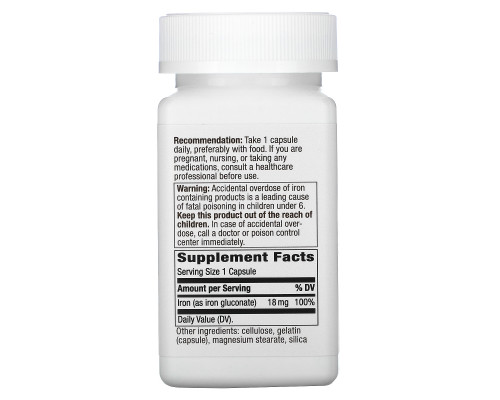 Nature's Way, Iron, 18 mg, 100 Capsules Nature's Way, Iron, 18 mg, 100 Capsules
