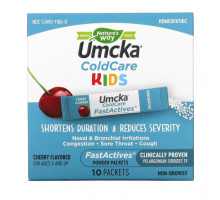 Детское здоровье Umcka, Kids ColdCare, FastActives, For Ages 6 and UP, Cherry, 10 Powder Packets, 0.024 oz (0.7 g) Each