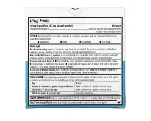 Детское здоровье Umcka, Kids ColdCare, FastActives, For Ages 6 and UP, Cherry, 10 Powder Packets, 0.024 oz (0.7 g) Each Детское здоровье Umcka, Kids ColdCare, FastActives, For Ages 6 and UP, Cherry, 10 Powder Packets, 0.024 oz (0.7 g) Each