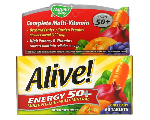 Nature's Way, Живая энергия 50+, мультивитаминный-Мультиминерал, Для взрослых 50+, 60 Tablets Nature's Way, Живая энергия 50+, мультивитаминный-Мультиминерал, Для взрослых 50+, 60 Tablets