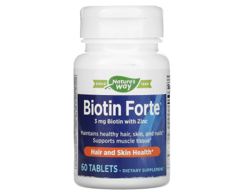 Enzymatic Therapy Biotin Forte 3 мг с цинком 60 таблеток Enzymatic Therapy Biotin Forte 3 мг с цинком 60 таблеток