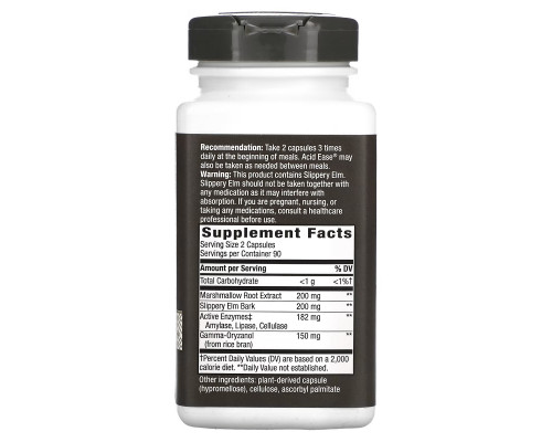 Enzymatic Therapy Acid Ease Формула для пищеварения 180вегетарианских капсул Enzymatic Therapy Acid Ease Формула для пищеварения 180вегетарианских капсул