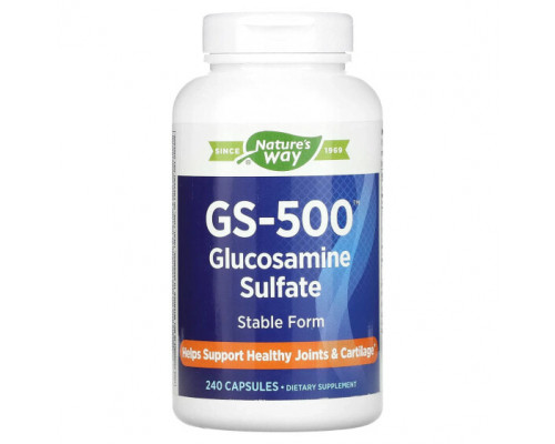 Для мышц и суставов Nature's Way, GS-500 глюкозамина сульфат`` 240 капсул Для мышц и суставов Nature's Way, GS-500 глюкозамина сульфат`` 240 капсул