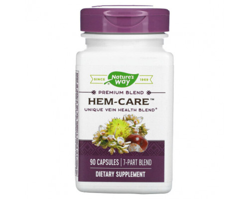 Для вен и ухода за ногами Nature's Way, HEM-CARE, 90 капсул Для вен и ухода за ногами Nature's Way, HEM-CARE, 90 капсул