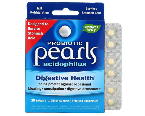 Nature's Way, Probiotic Pearls Acidophilus, 1 Billion, 30 Softgels Nature's Way, Probiotic Pearls Acidophilus, 1 Billion, 30 Softgels