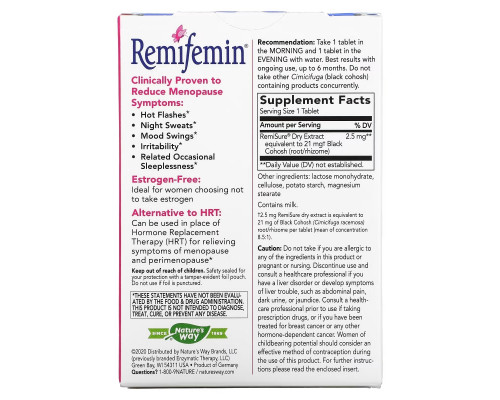 Nature's Way, Remifemin, Menopause Relief, 60 Tablets Nature's Way, Remifemin, Menopause Relief, 60 Tablets
