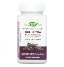 Растительные экстракты и настойки Nature's Way, DGL Ultra, Extra Strength для облегчения пищеварения, немецкий шоколад, 75 мг, 90 жевательных таблеток
