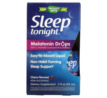 БАДы Nature's Way, Sleep Tonight, мелатониновые капли с L-теанином и травами, вишня, 59 мл (2 жидк. Унции)