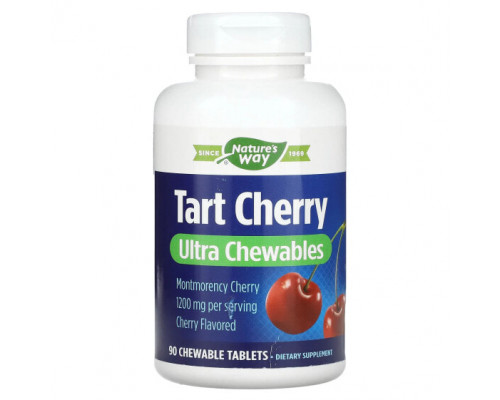 Фрукты и ягоды Nature's Way, Tart Cherry, Ultra Chewable, вишня, 400 мг, 90 жевательных таблеток Фрукты и ягоды Nature's Way, Tart Cherry, Ultra Chewable, вишня, 400 мг, 90 жевательных таблеток