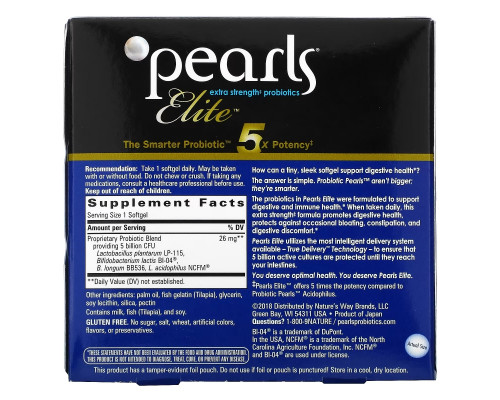 Enzymatic Therapy Pearls Elite Высокоэффективные пробиотики 30 капсул для приема по одной капсуле в день