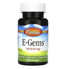 Витамин Е Carlson, E-Gems, 67 мг (100 МЕ), 100 мягких таблеток
