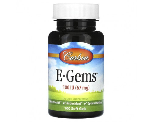 Витамин Е Carlson, E-Gems, 67 мг (100 МЕ), 100 мягких таблеток Витамин Е Carlson, E-Gems, 67 мг (100 МЕ), 100 мягких таблеток