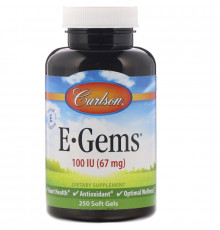Carlson Labs, E-Gems, 100 МЕ (67 мг), 250 мягких таблеток