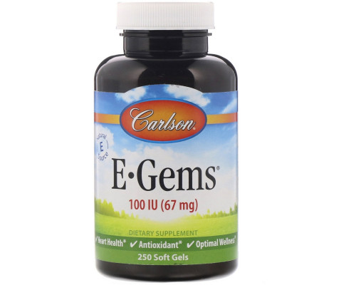Carlson Labs, E-Gems, 100 МЕ (67 мг), 250 мягких таблеток Carlson Labs, E-Gems, 100 МЕ (67 мг), 250 мягких таблеток